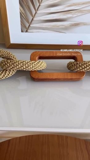 Colar de Mesa com Elo Duplo de Madeira – colar de mesa de crochê